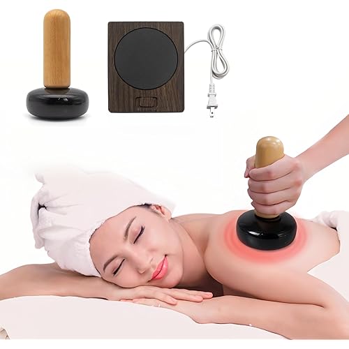 Hot Massage Stones Smooth Hot Rocks Heated Scraper-Adjustable Temperature Electric Body Shaping Roller, Guasha Massage Tool for Back Leg, Relaxing Muscles, Pain Relief, Deep Tissue Relaxation