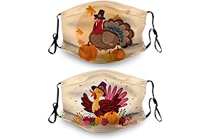 Funny Thanksgiving Turkey Face Mask, Washable Bandanas Reusable Mask with Filter Pocket for Women Men