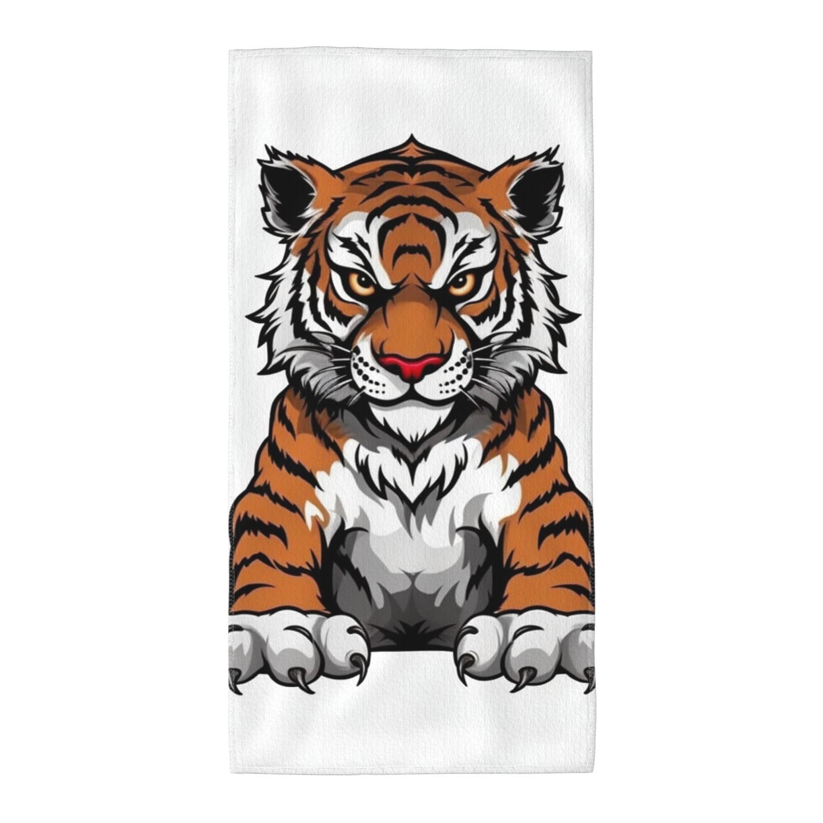 FekiLoot Absorbent Hand Towels 12"X24" Decorative Bathroom Towel Soft Microfiber Face Towel Tiger Head with Raised Paws Dish Kitchen Towels for Bathroom Kitchen Hotel Spa Bath Towels
