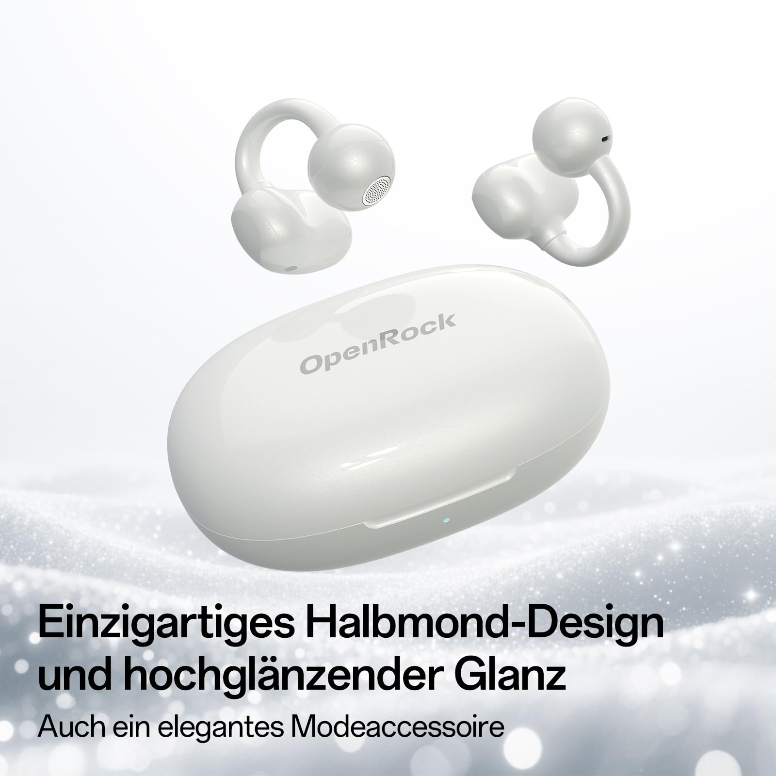 OpenRock E Open-Ear Kopfhörer Kabellos- Clip-On Ohrhörer - 4G Leichtgewicht - Bluetooth 6.0 - Starker Bass - 28h Spielzeit - KI Klare Anrufe - IPX4 Wasserschutz- App Steuerung- Bluetooth Earbuds