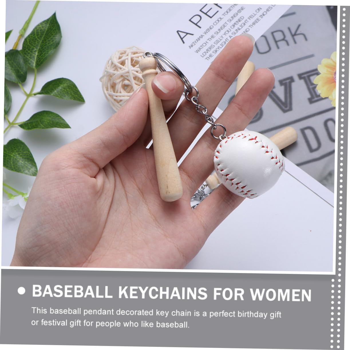 Beavorty 16pezzi Portachiavi Forma di Mazza da Baseball Ciondolo Souvenir per Feste Tema Sportivo Portachiavi per Borsa e Donna