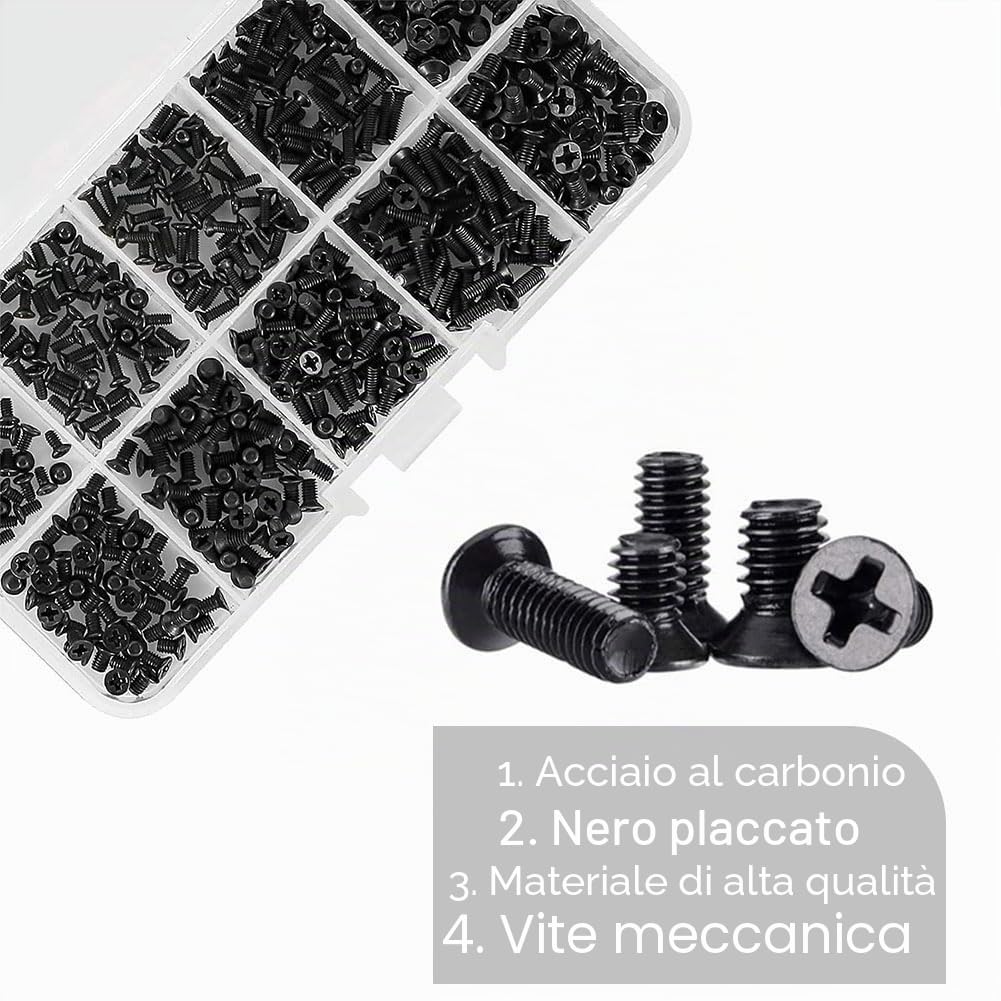 Set di 500 viti per computer, set di viti per computer portatili, per ventola di dischi rigidi, alloggiamento, CD-ROM, laptop