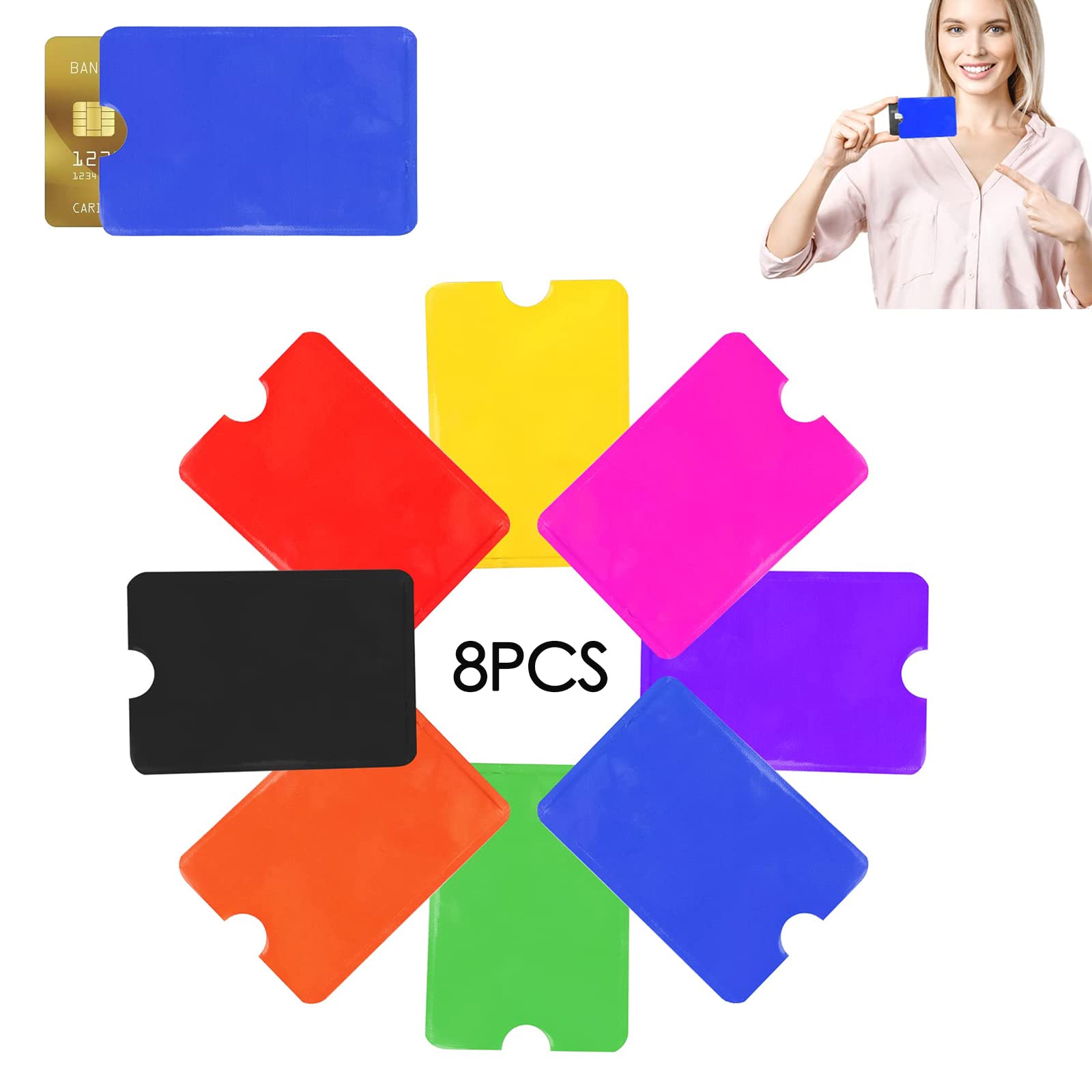 Rękawy blokujące RFID na dowód osobisty, 8 kolorów, ochrona przed kradzieżą NFC, bezdotykowe karty debetowe, ochrona przed kradzieżą tożsamości dla kart kredytowych, debetowych, wielobarwny, Standard, Nowoczesny