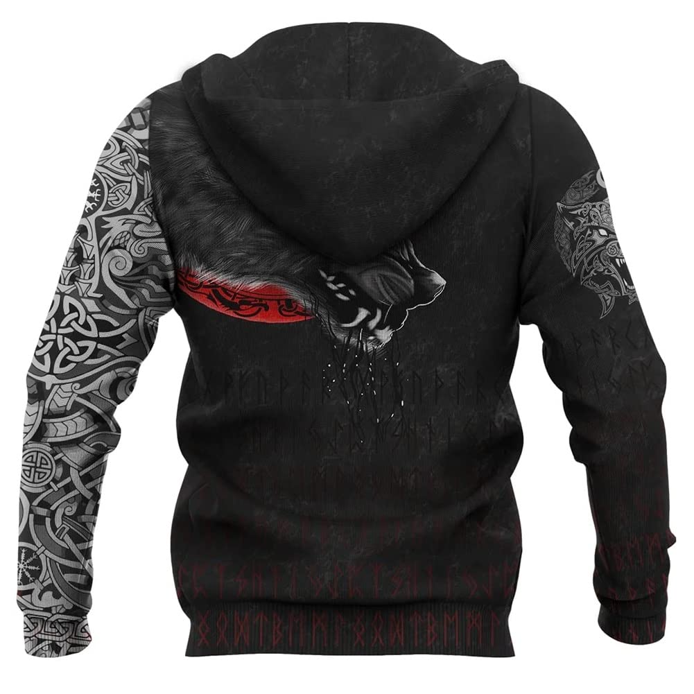 Zestaw swetrów z krótkim rękawem Nordic Viking Wolf 3D Printed, męska kurtka Fenrir Tattoo Graphic Casual Streetwear