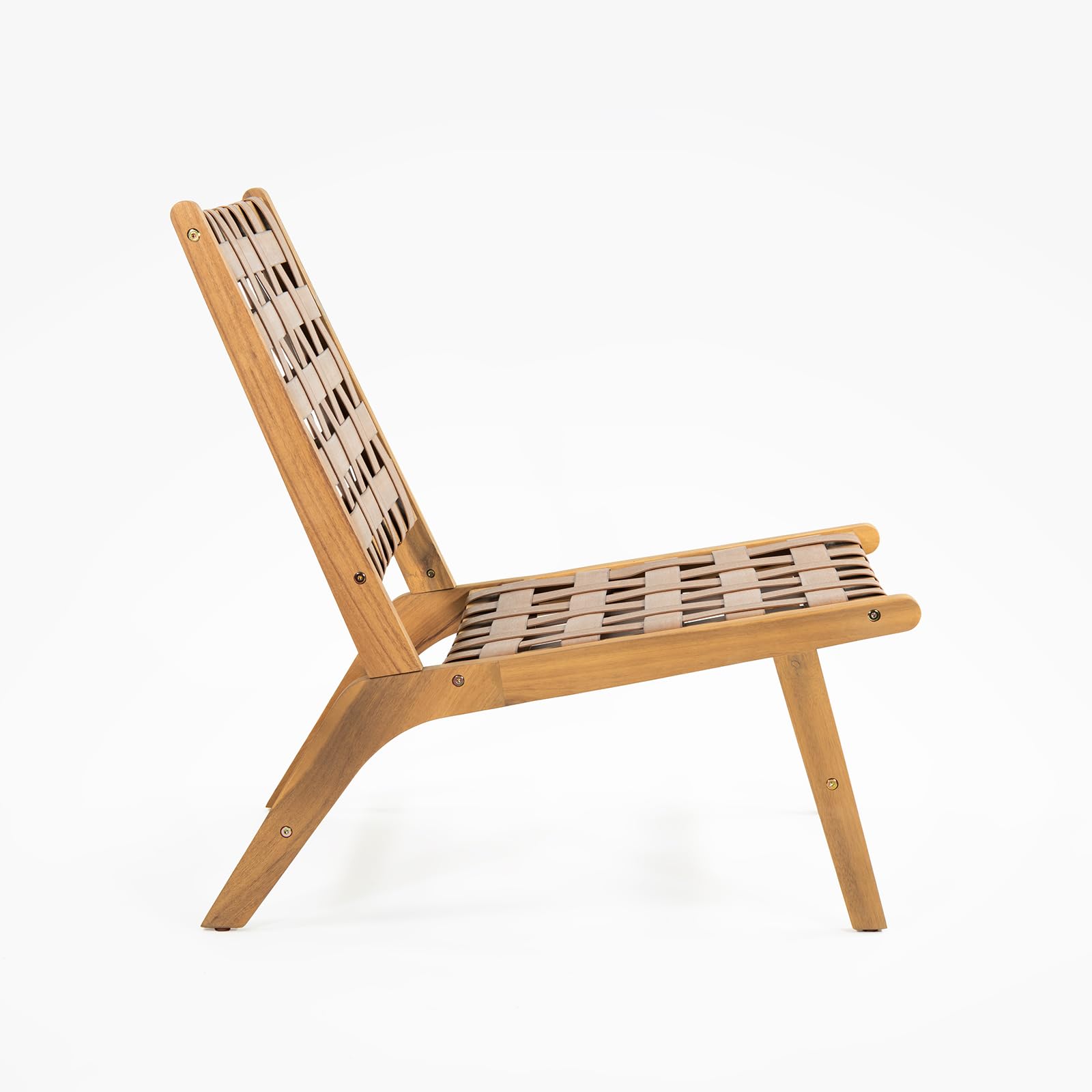 Vaukura Sillón de Madera de Acacia Símil Piel Aris