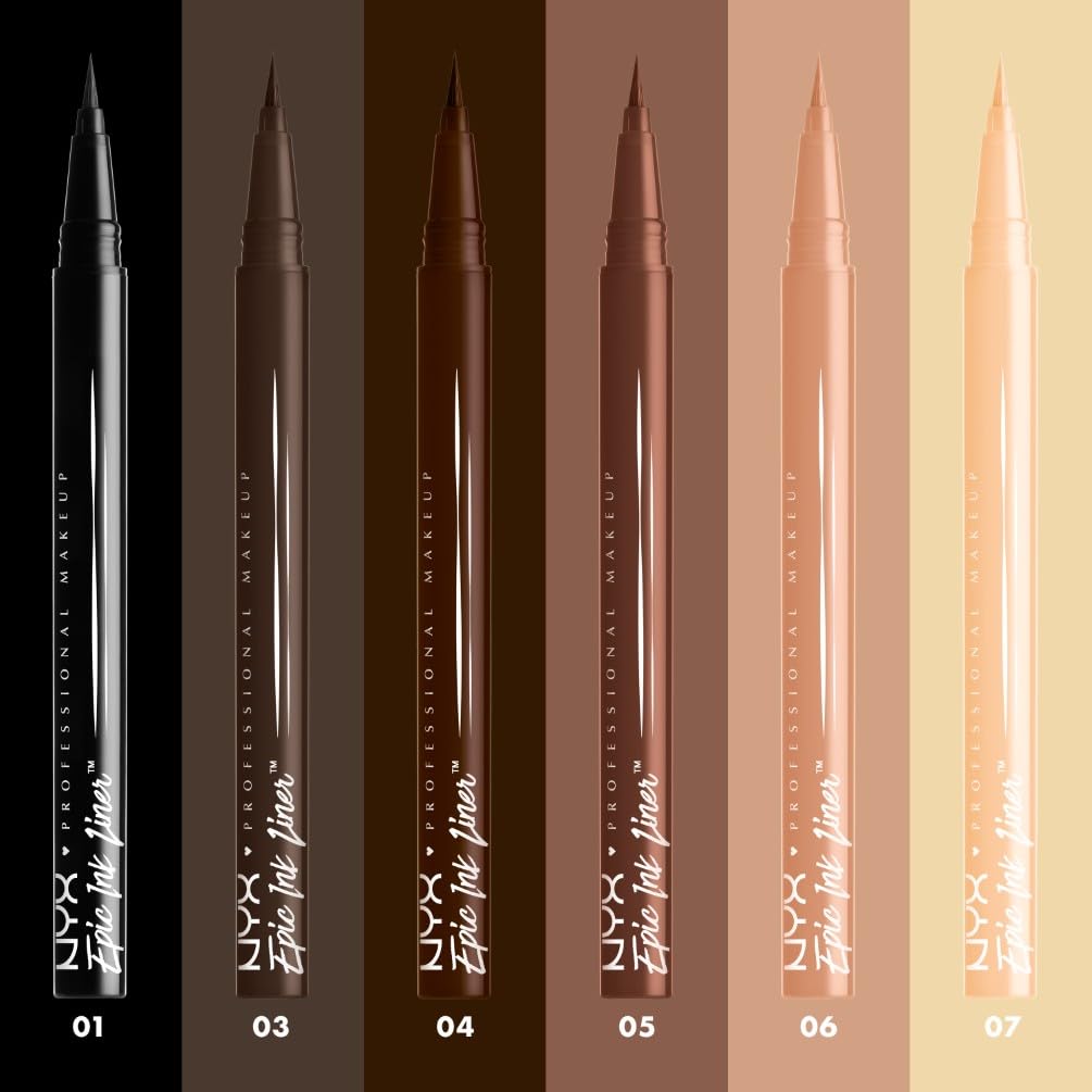 NYX Professional Makeup, Epic Ink Eye Liner, Eyliner Liquido Waterproof, Linee Intense e Precise a Lungo, Texture Scorrevole e Pigmentata, Black, 16 ml