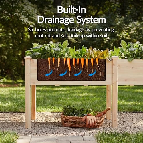 Image of Best Choice Products 72x24x30in Raised Garden Bed, Elevated Wood Planter Box Stand for Backyard, Patio, Balcony w /Divider Panel, 6 Legs, 300lb Capacity - Natural