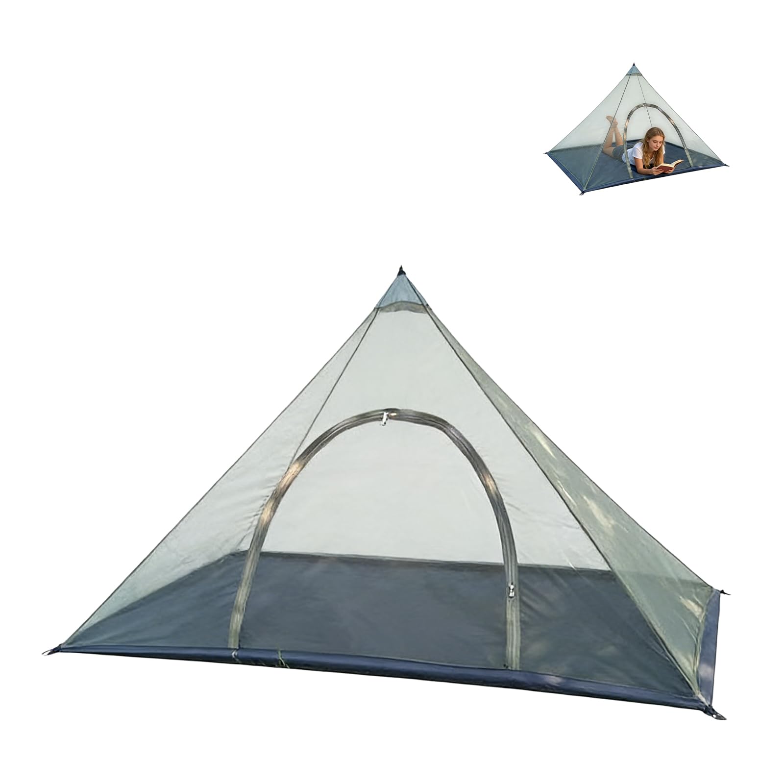 Moustiquaire de camping avec fermeture éclair : portable, pliable, pour le lit, le camping en plein air (vert militaire, 220 cm x 120 cm x 135 cm)