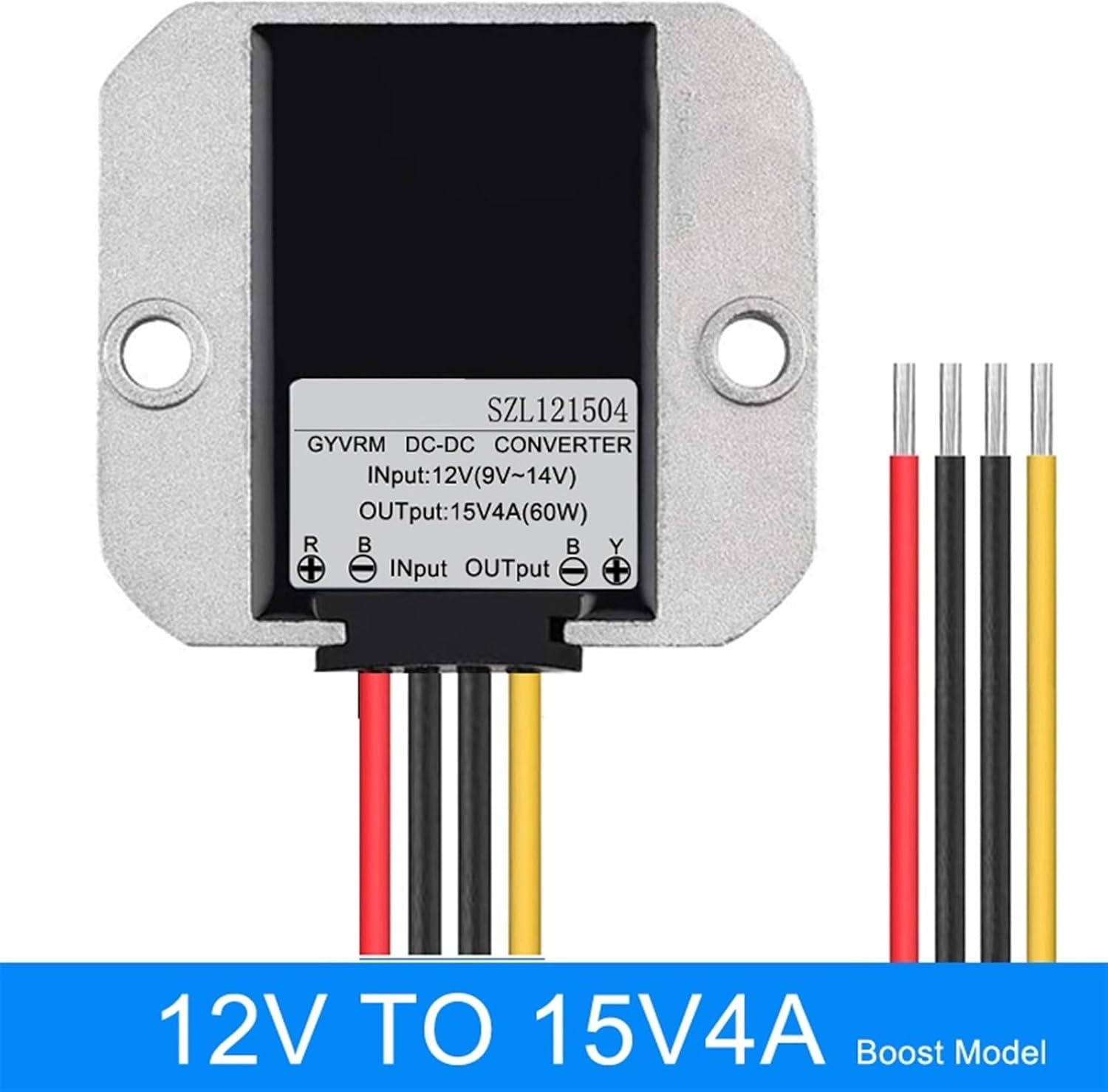 12V to 15V 1A 2A 3A 5A Boost Step-up Converter 12 Volt to 15 Volt Voltage Regulator for Electric Cars 9-14V to 15V(12V to 15V 4A)