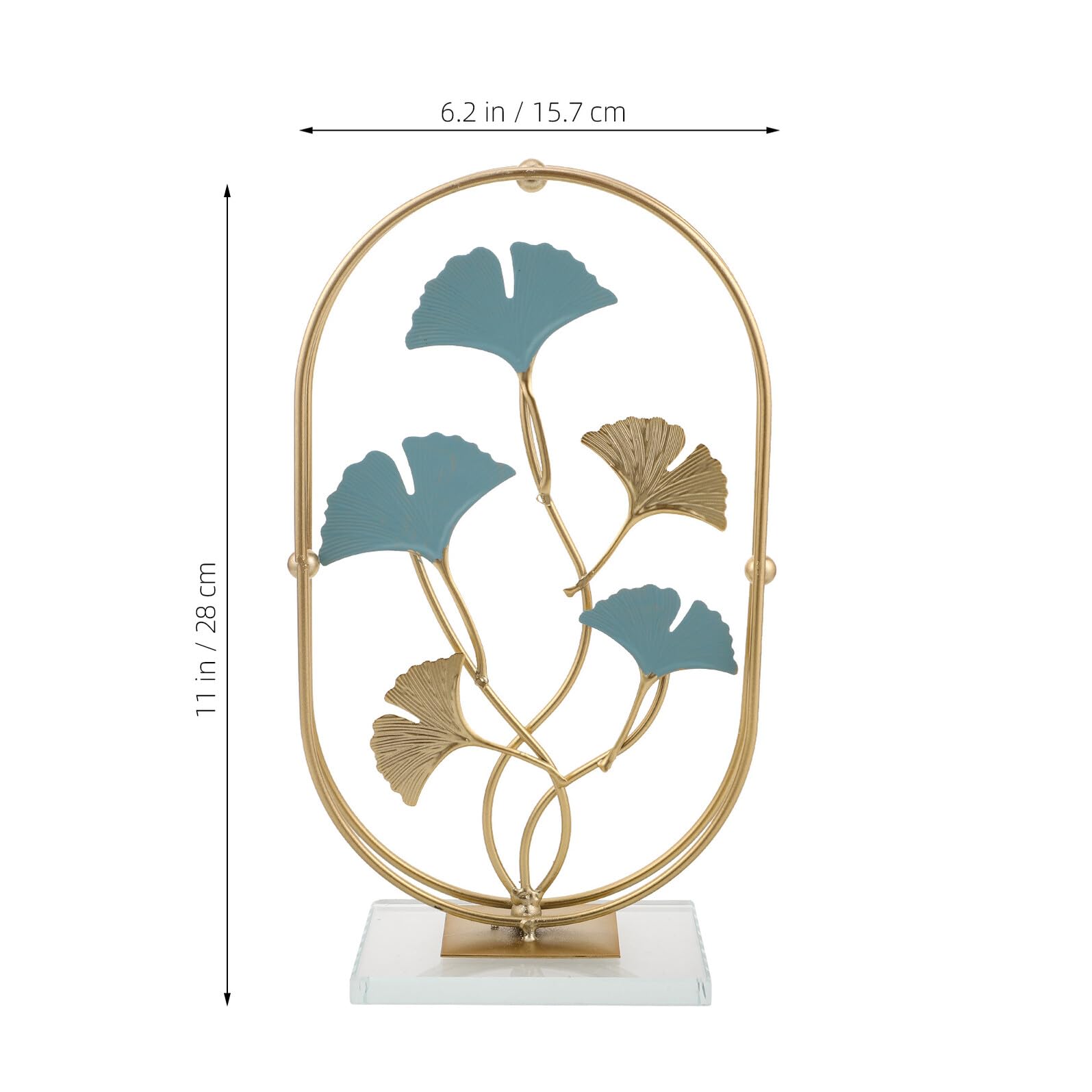 Sculpture Artistique de Feuilles de Ginkgo en Fer et Cristal Doré, Design Creux Élégant pour Décoration D'entrée et Bureau Moderne