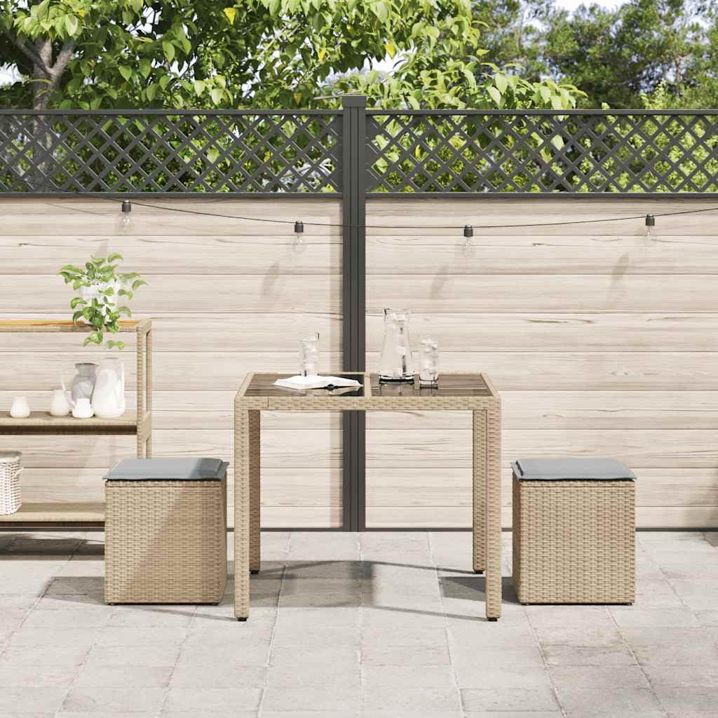 vidaXL Taburetes de Jardín con Cojines 2 uds Beige 40x40x43 cm al Aire Libre