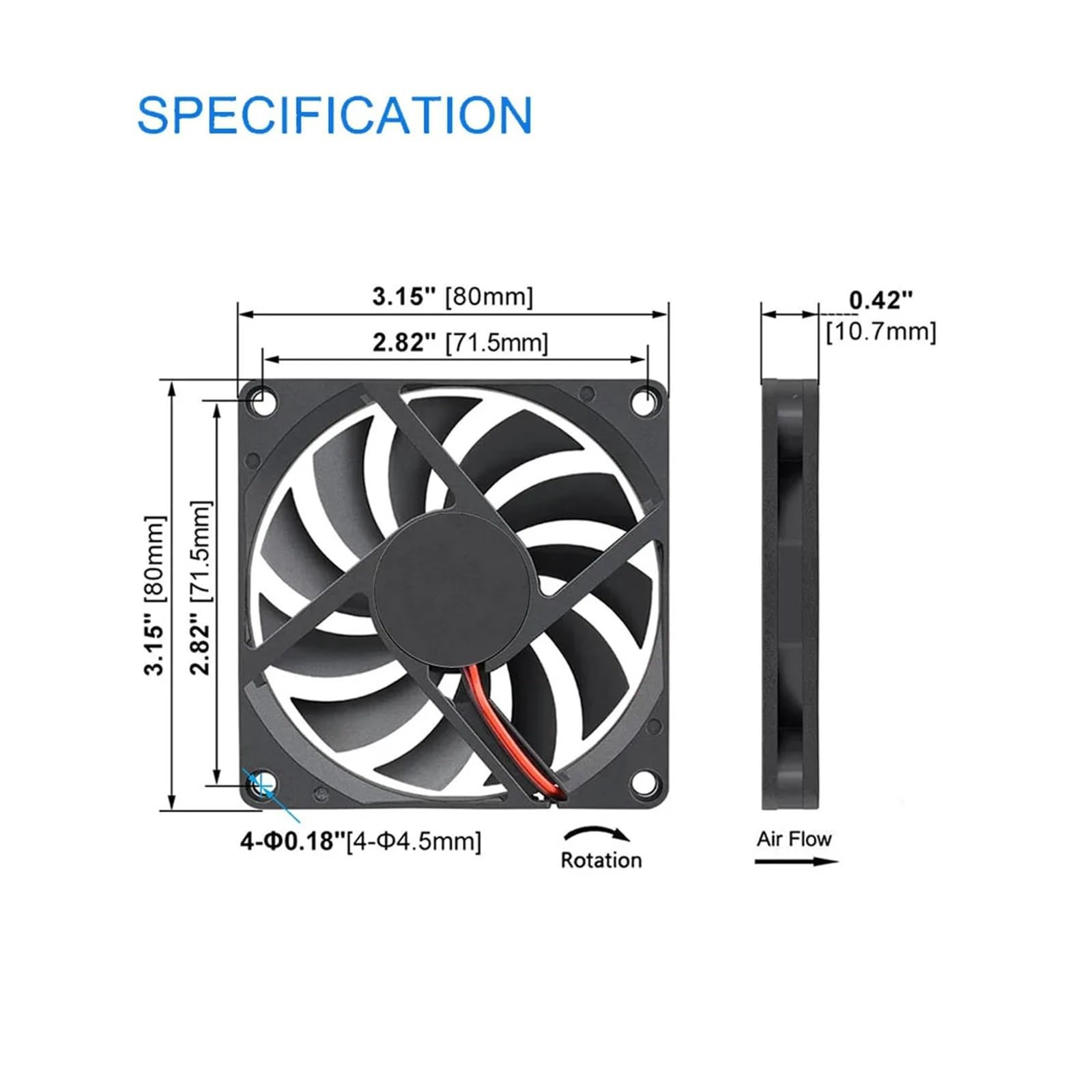 Ventola di raffreddamento a doppia sfera senza spazzole DC 5V 12V 24V 8 cm