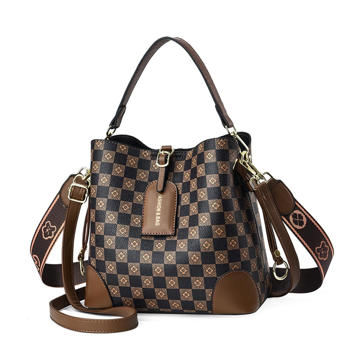 palay Cross Body Bag Purses For Women - Pu Leather Crossbody Bucket Bag With Two Adjustable Shoulder Strap, dark brown-picture-33