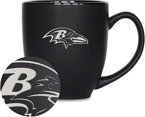 Vista 59 de Rico Industries Taza Bistro de fútbol americano de la NFL de 15 onzas, para bebidas calientes o frías, logotipo del equipo grabado para una