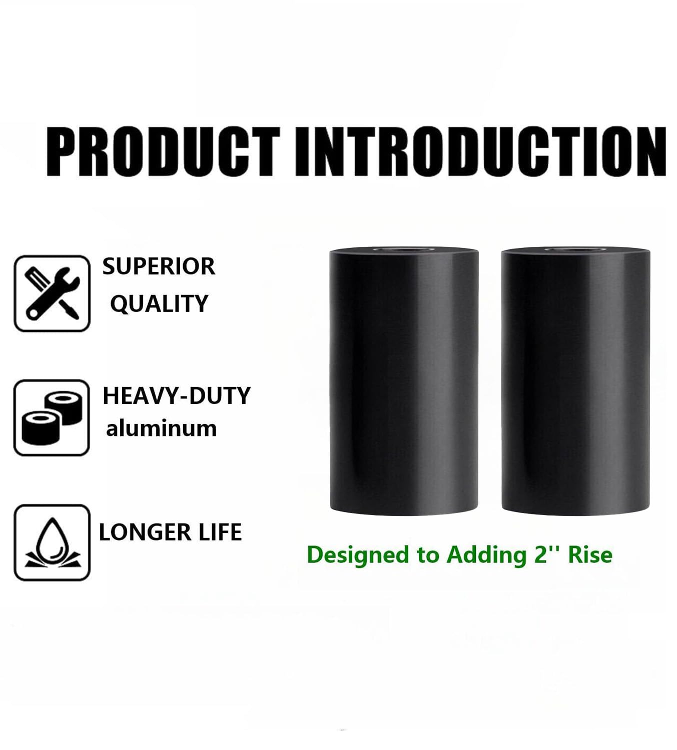 Extensión de elevadores de manubrio de 2 pulgadas de elevación de 1-1/4 pulgadas para modelos Harley Davidson Touring Softail y Dyna (negro)