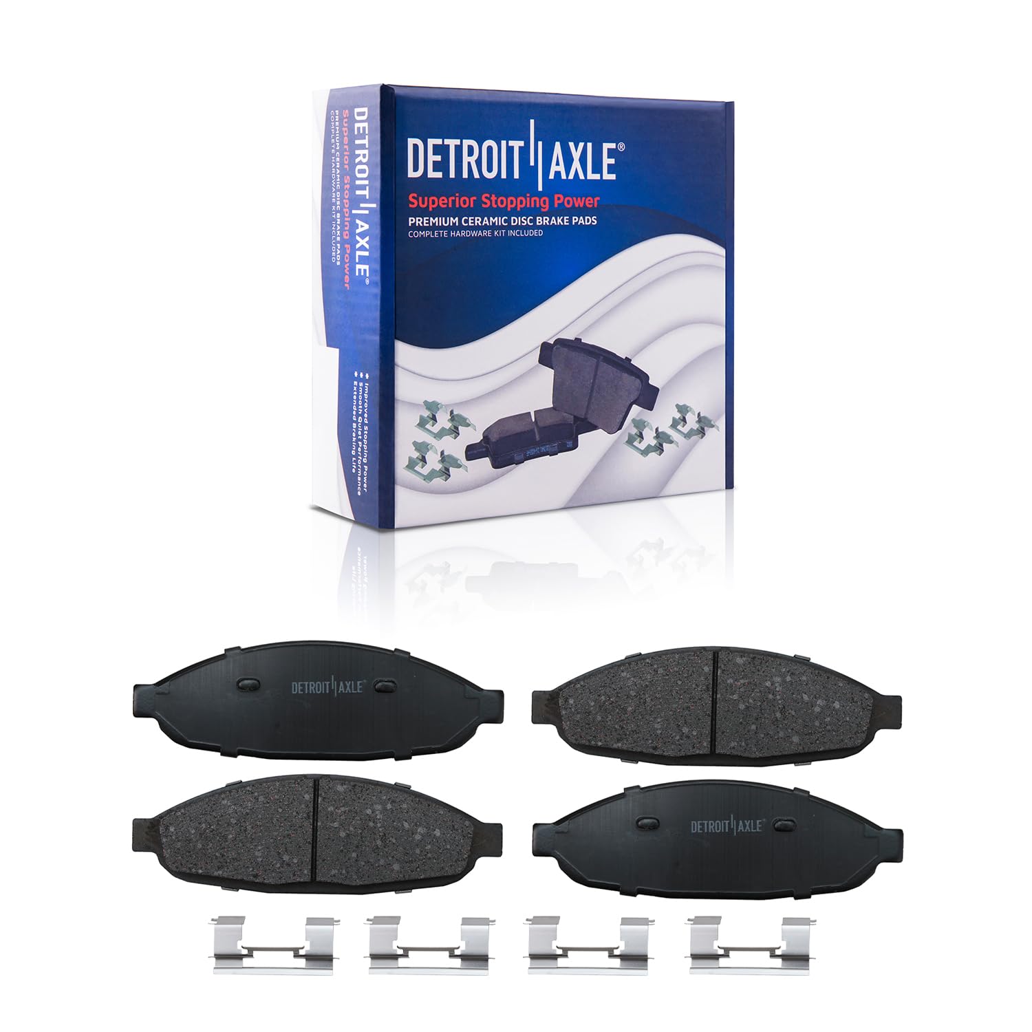 Detroit Axle - Front Ceramic Brake Pads w/Hardware Replacement