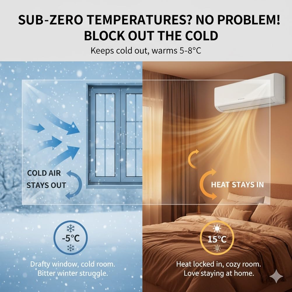 Fenster Isolierfolie Für Winter Wärmedämmung Winddicht Isolierende Fensterfolie Aus Transparente EVA Für Terrasse Dachboden Keller Wohnzimmer Schlafzimmer Thermofolie(W280*H240cm)