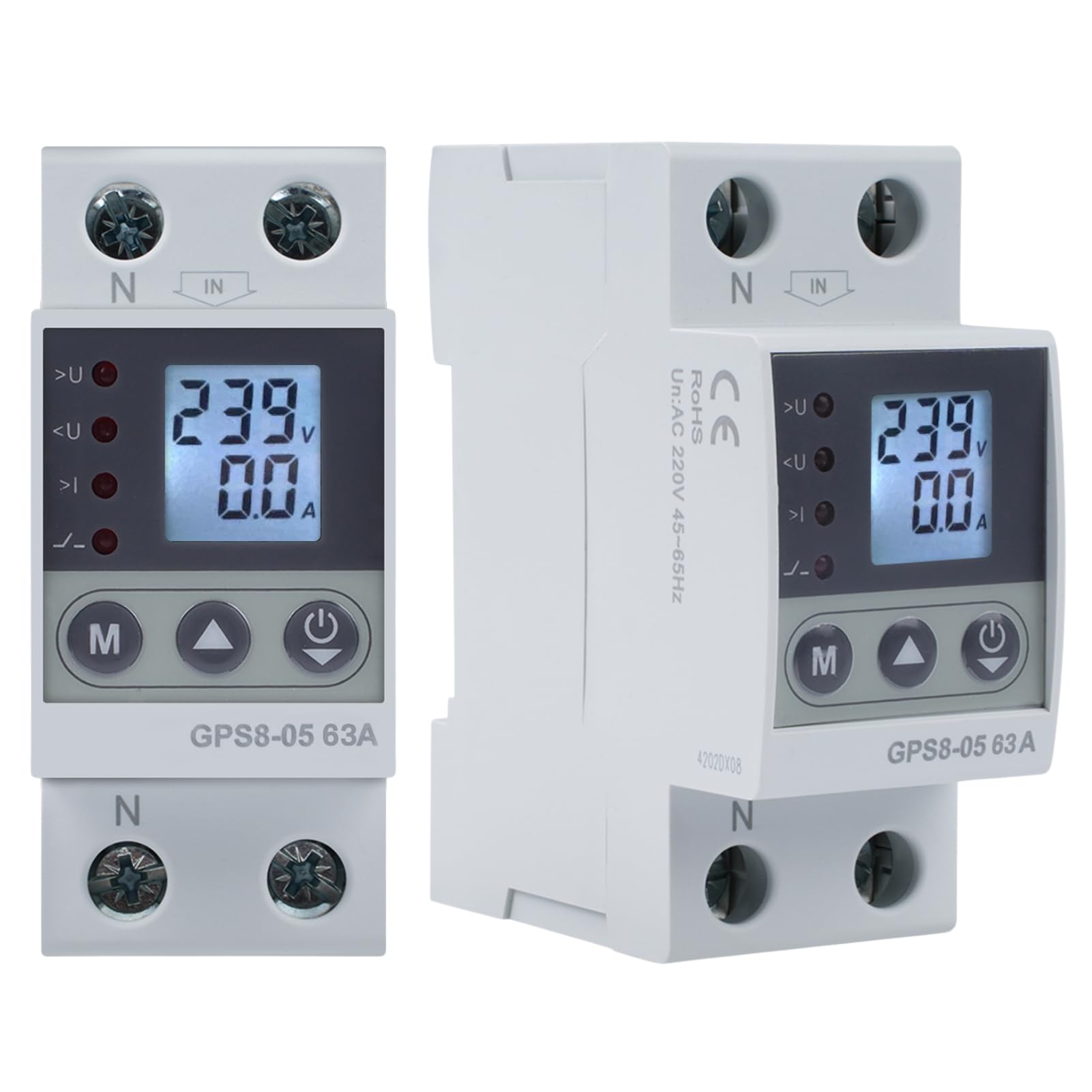 Jadeshay Intelligent Circuit Breaker Switch Current and Voltage Protector 2P AC220V LED Digital Display,with Electric Meter Query Over-under voltage and Overcurrent Function