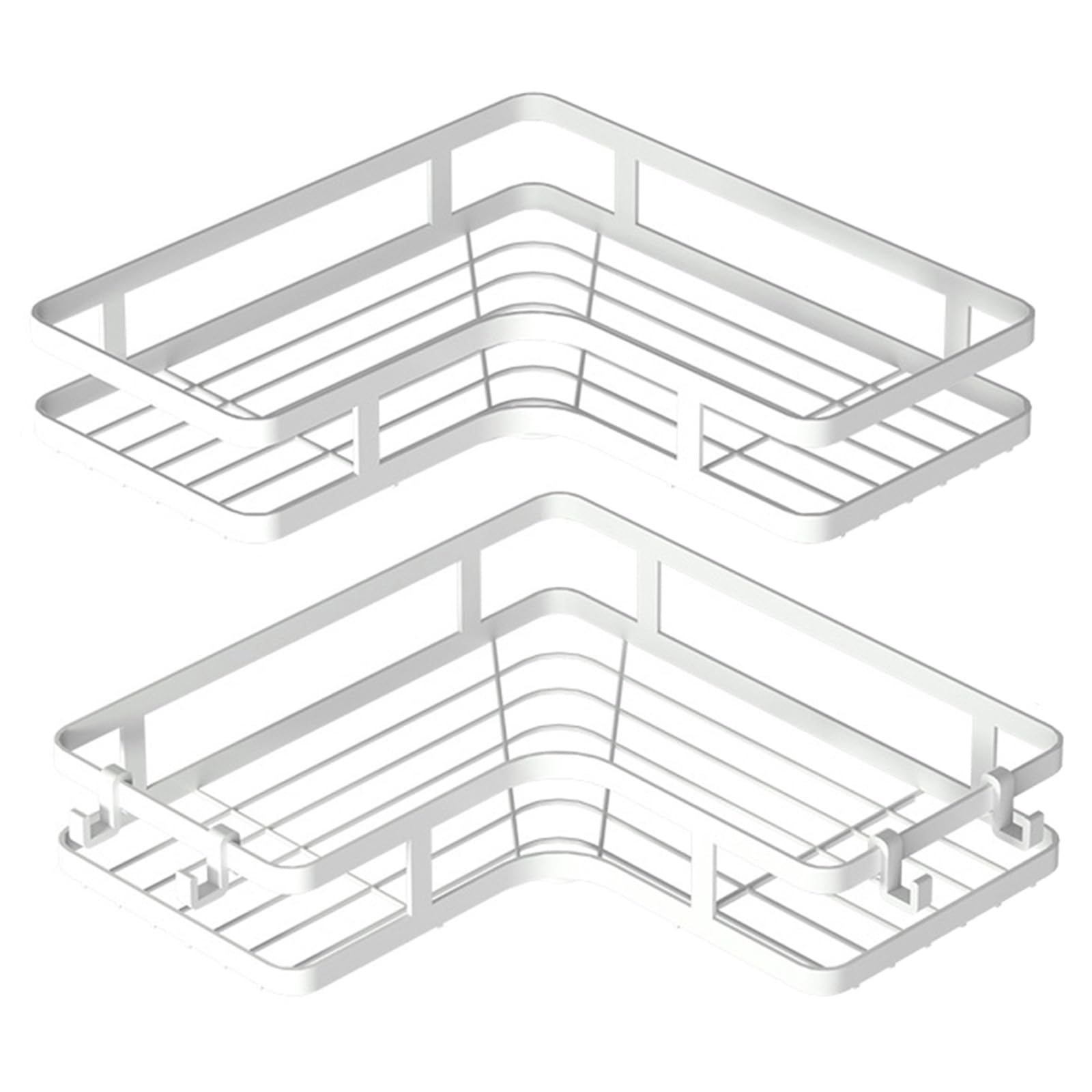 Kalttoy White 2Pcs Bathroom Shelf Adhesive Organization Holder Multipurpose Shelf For Shampoo Cosmetic Condiment Corner Bracket Wall Mounted Bathroom Organizer