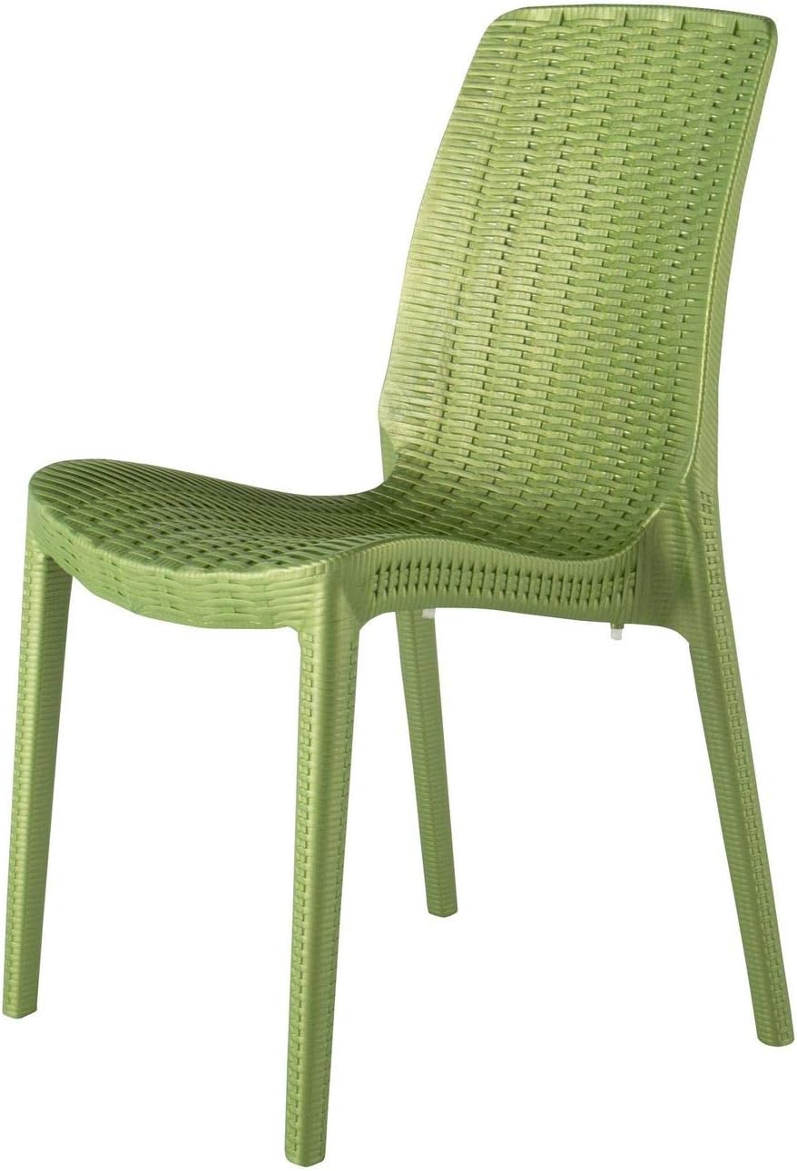 Lagoon Rue Pearl Green Stack-Able Rattan Dinning Chair - 4 pcs/Set