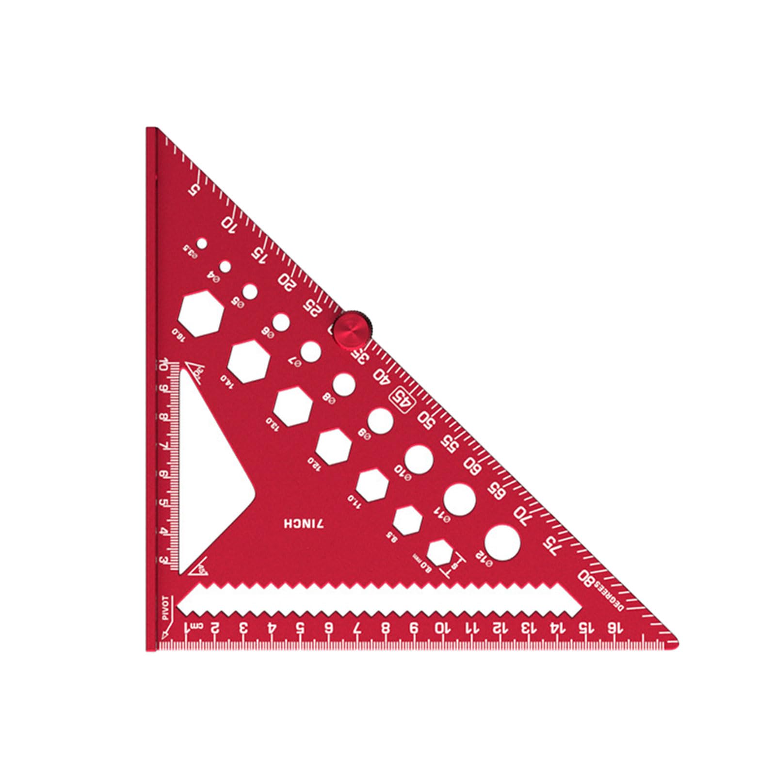 Woedpez A 1 7" Red Nodized Luminum Ruler With Grip For Woodworking, Engineering Layouts & Crafting Projects Multiple Ngled Marking Instrument