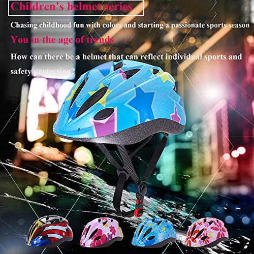 Kids Helmet Adjustable with Sports Protective Gear Set Knee Elbow Wrist Pads for Toddler Ages 4 to 10 Years Old Boys Girls Cycling Skating Scooter Helmet - (Blue)