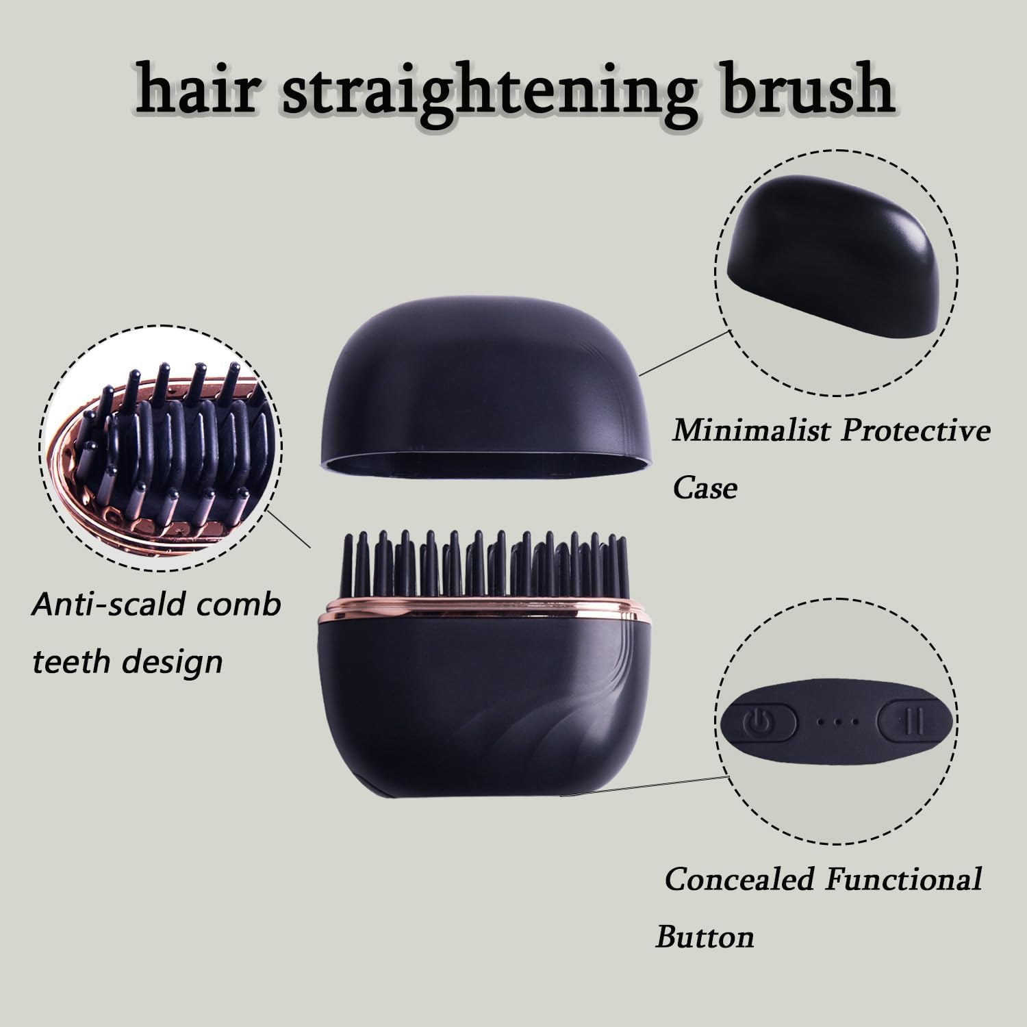 Mini Hair Straightener,Rechargeable Wireless Portable Hair Straightener Brush,3-Speed Temperature Control,Mini Hair Straightener for Women,Idea for Home Travel (Black) - Image 3