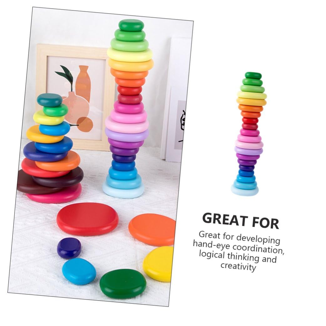 20 Bloques de Construcción de Madera, Bloque de Piedra Emulado, Juego Educativo para Niños, Desarrollo de Coordinación Mano-Ojo, Estimulación de Imaginación y Concentración,