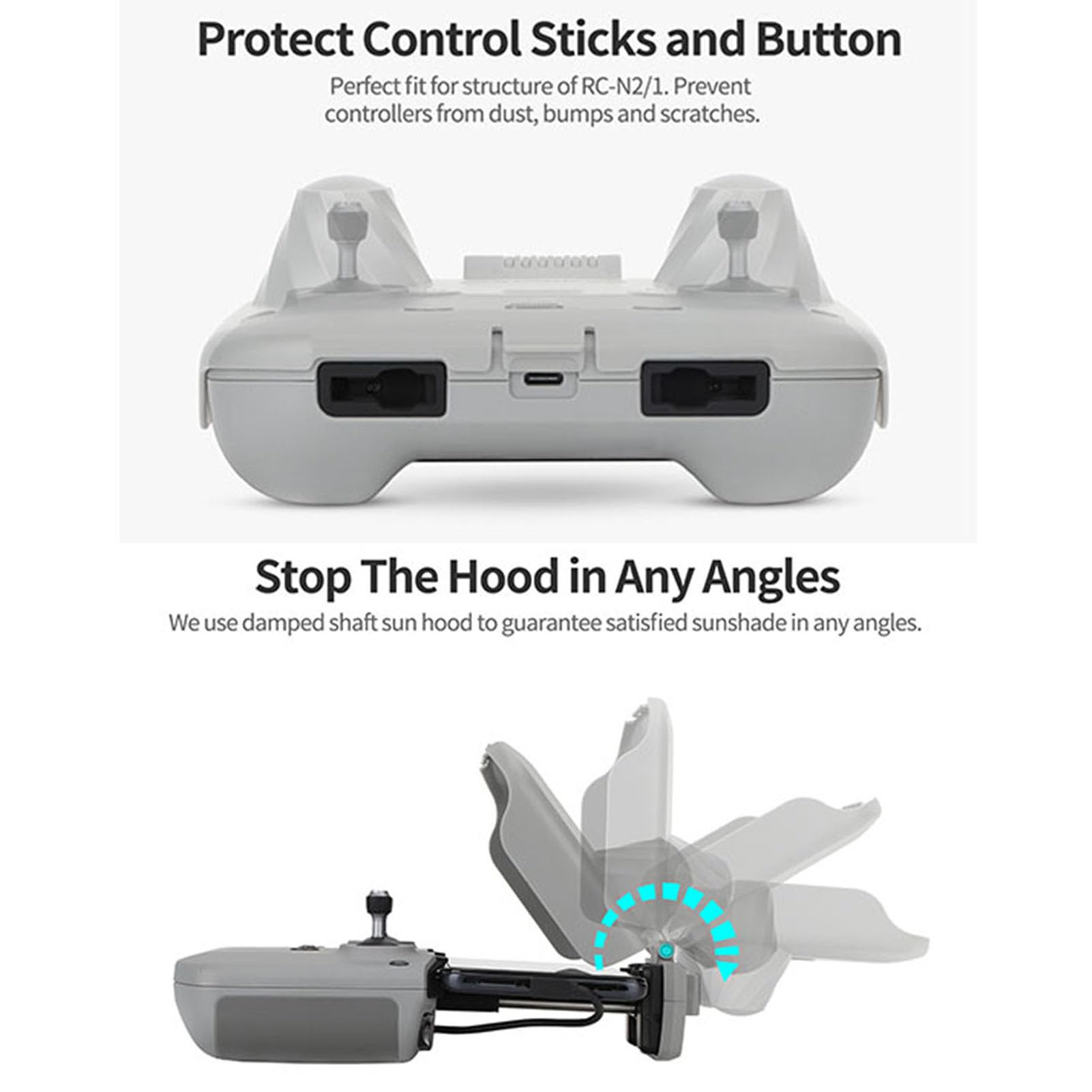 2-in-1 Protective Hard Cover Sunshade For DJI Smart RC2 Cover - Compatible With DJI Air 3, Air 3S, Flip Mini 4 Pro, And Mini 3 Pro