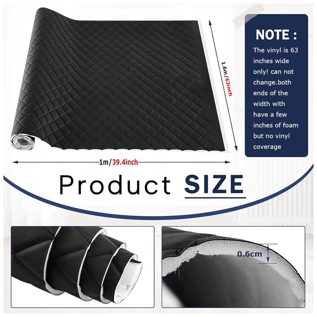 Tessuto in Ecopelle/Finta Pelle per Rivestimento e Arredamento– Pelle Sintetica Morbida per Arredo, Divani, Sedie, Casa, Accessori(Black,1.6X4m)