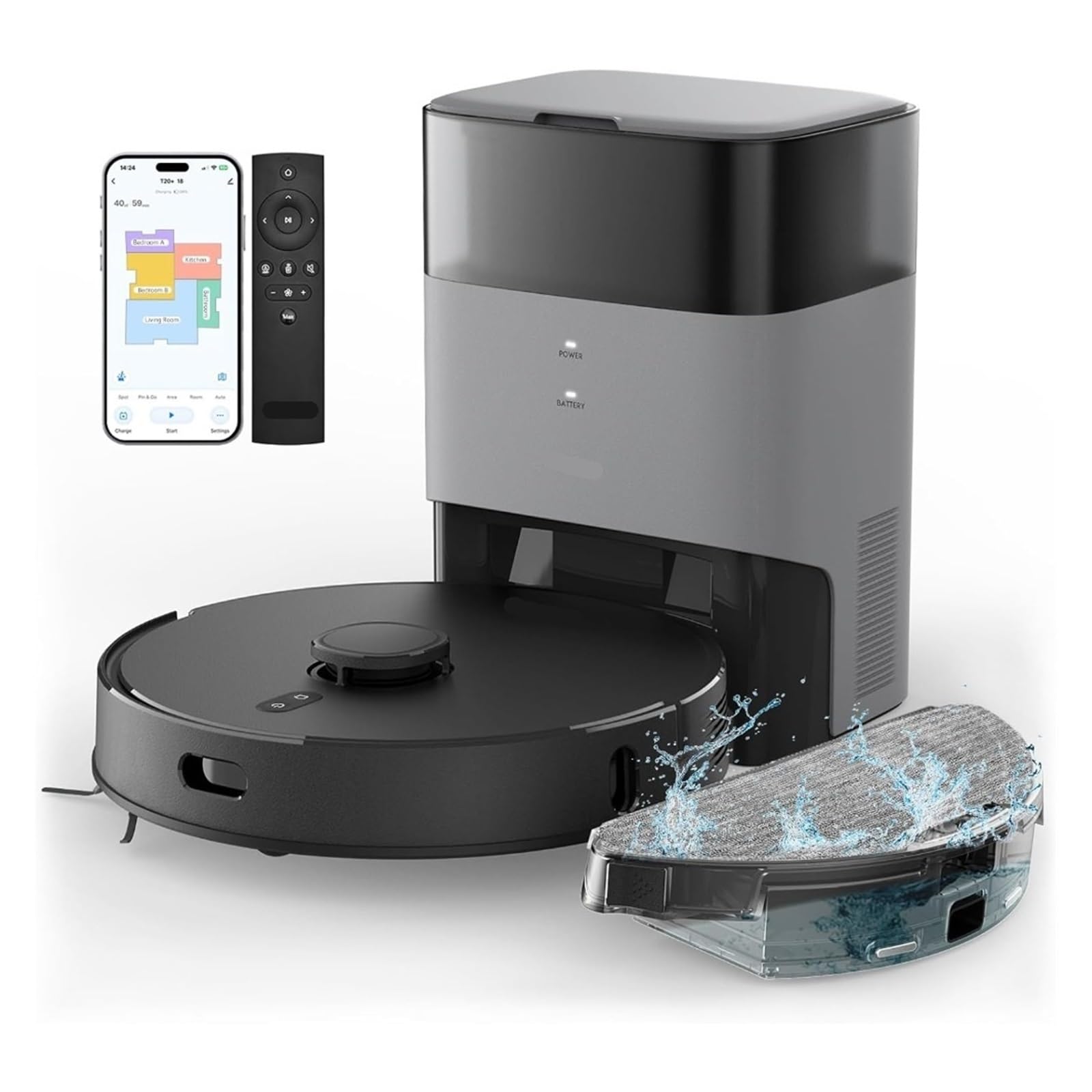 EWsdsfs Robot Vacuum and Mop Combo, Self-Emptying, 60-Day Capacity, Home Mapping, Schedule, 180mins Runtime