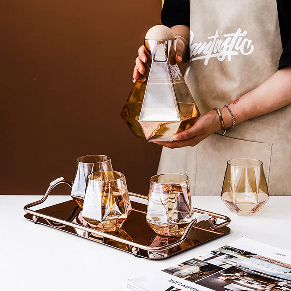 Vassoio da portata rettangolare in acciaio inox in stile nordico con manici, elegante finitura a specchio, perfetto per teiere, tazze da dessert e decorazioni per la casa
