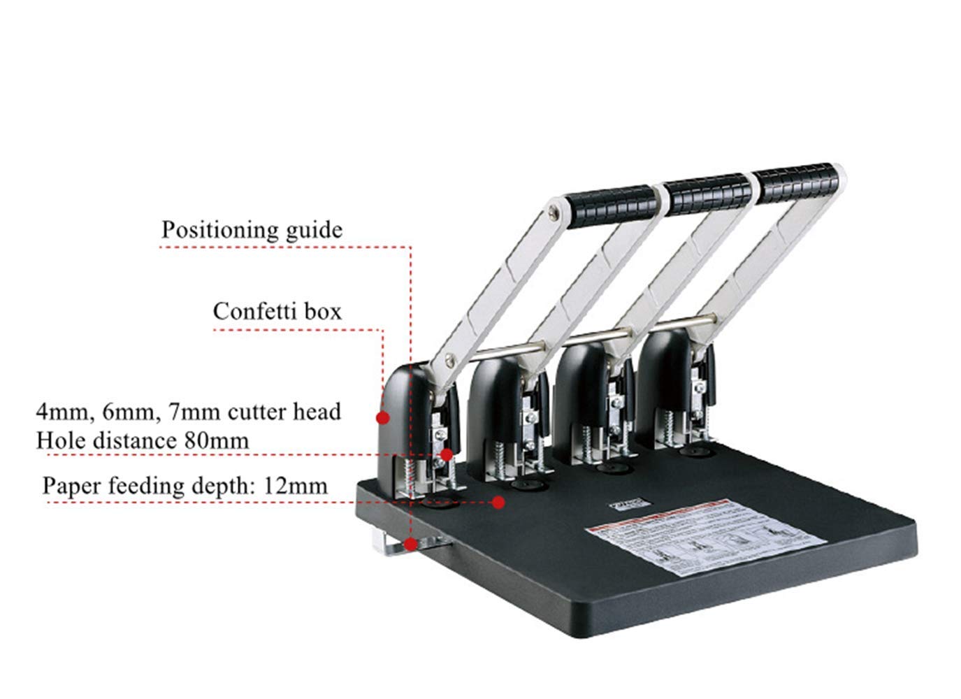 Hanchen perforatrice manuale a 4 fori per carta, capacità 150 fogli, per ufficio, casa, scuola 4mm blade head
