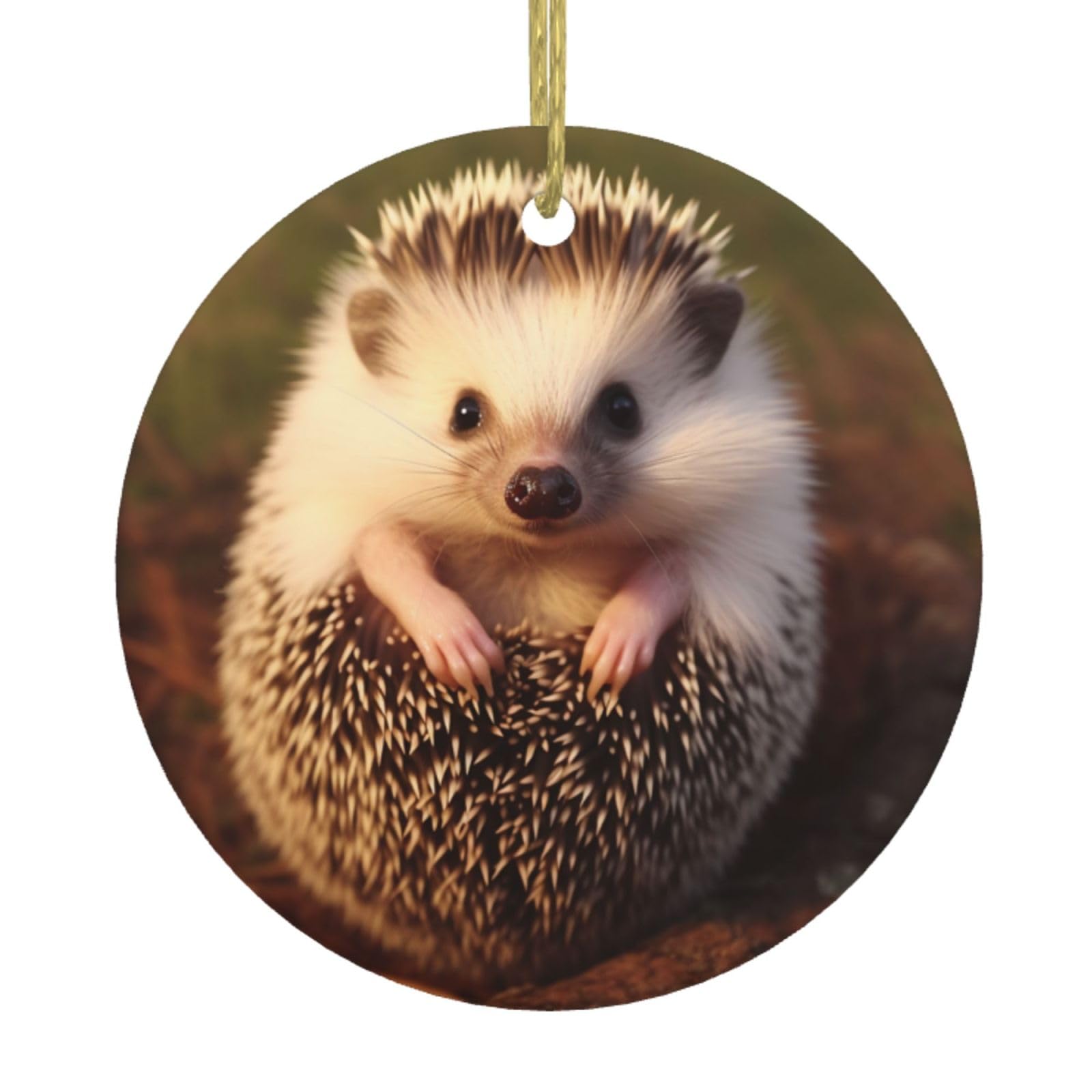 Fodpand Women's White Hedgehog Christmas Ornaments 2025, Gift Exchange For Men, Collectible Ceramic Ornament Round Hanging Ornaments For Christmas Tree Decoration