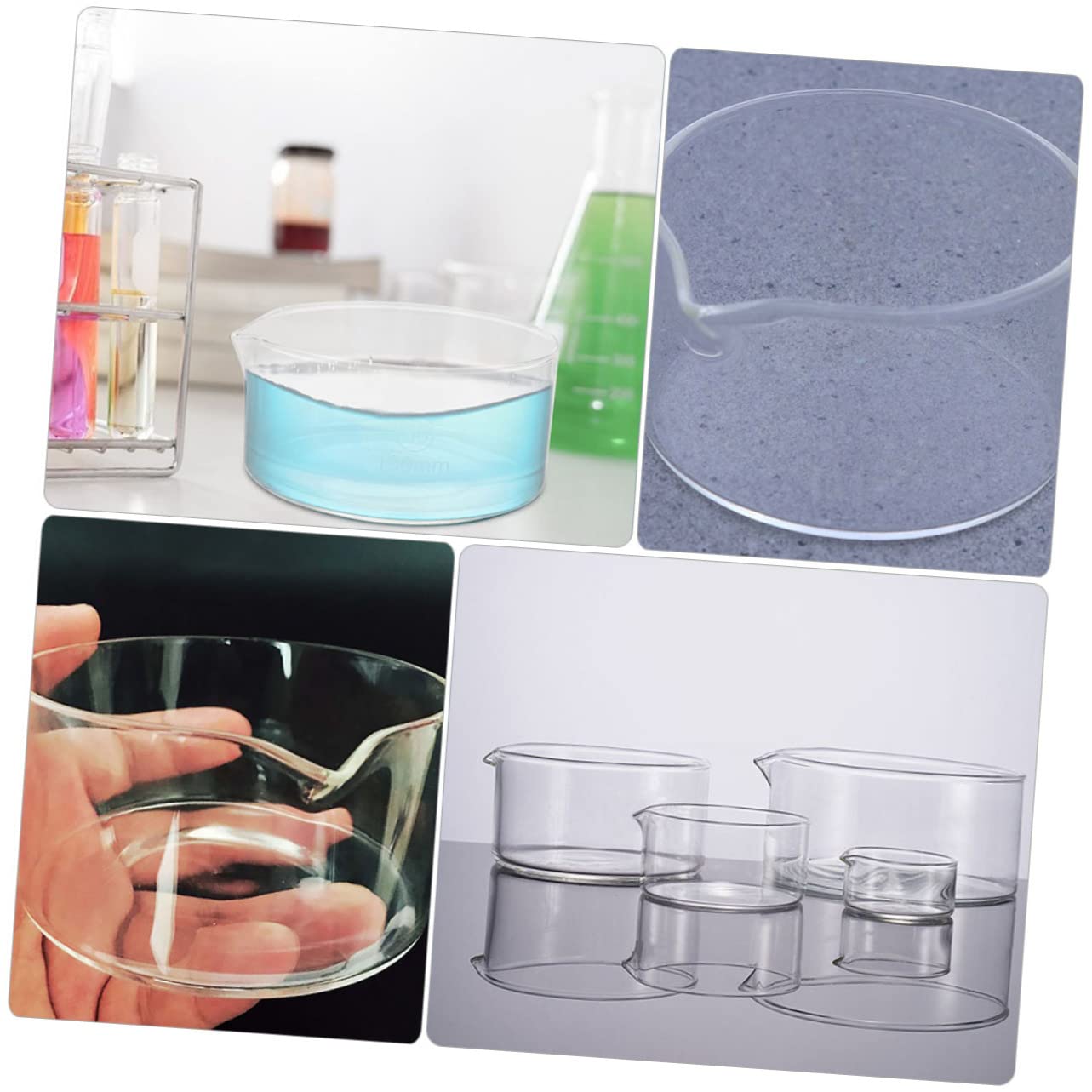 2pièces Récipient Verre à Fond Plat Pour Cristallisation Avec Bec Verseur Outil Évaporation Verre De Laboratoire