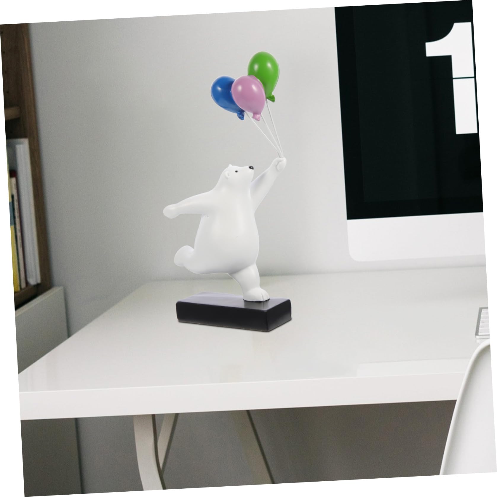 ibasenice Scultura Orsetto in Resina Palloncini Decorazione da Tavolo per Casa e Ufficio Design Cartoon e Aspetto Realistico
