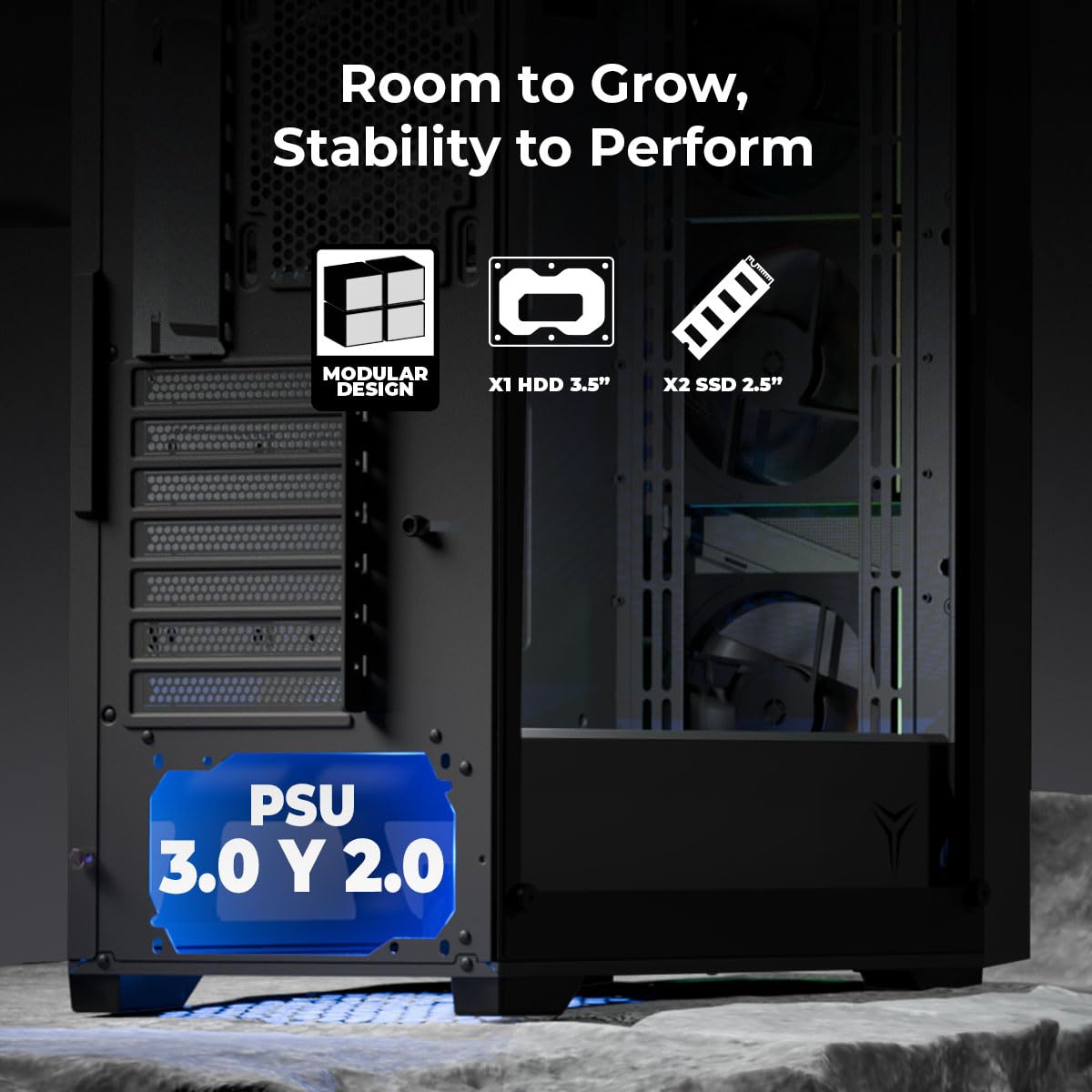 YEYIAN Case Gamer Elara Mid-Tower - Compatibile ATX/M-ATX/ITX - Pannello in Vetro Temperato - 4 Ventole ARGB Incluse (3 Anteriori + 1 Posteriore) - Nero