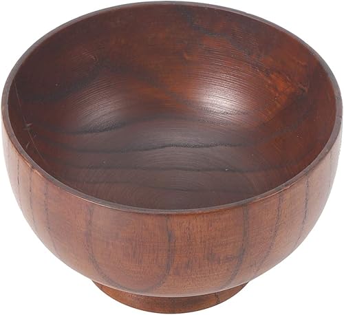 Zerodis Wooden Salad Bowl, Sour Jujube Wood Rice Bowl Japanese Style Wood Bowl Solid Wood Noodles Bowl Wooden Fruit Salad Noodle Rice Dining Bowl
