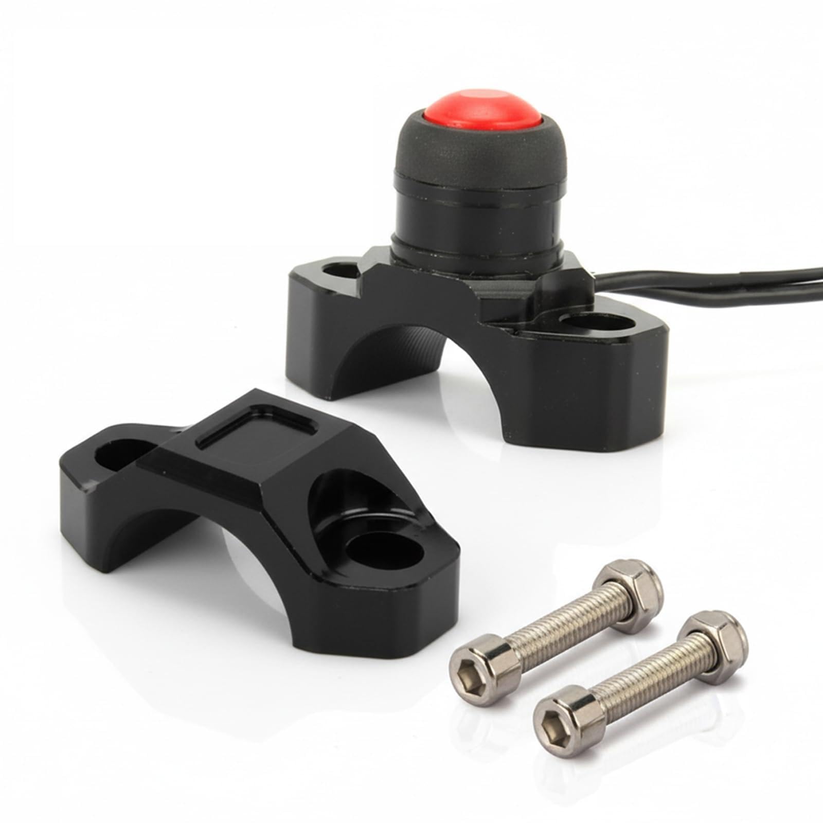 JFG RACING CNC Universal Motorcycle Engine Stop Start Kill Switch Button + Mounting Backplate for XR CRF Moped Dirt Bike 22mm Handlebar ATV Scooters Quard ETC, BLACK