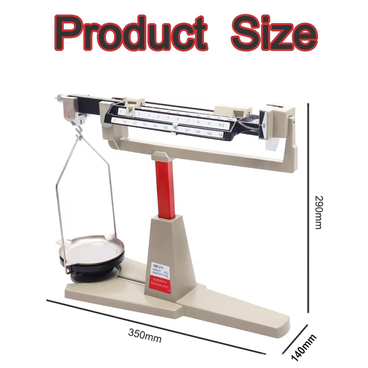 Balanza mecánica, balanza de Laboratorio con Brazo y 4 Reglas, Plataforma de 15 cm, Rango de 0,01 g a 311 g, no Requiere Pilas para Uso en aulas o Laboratorios.