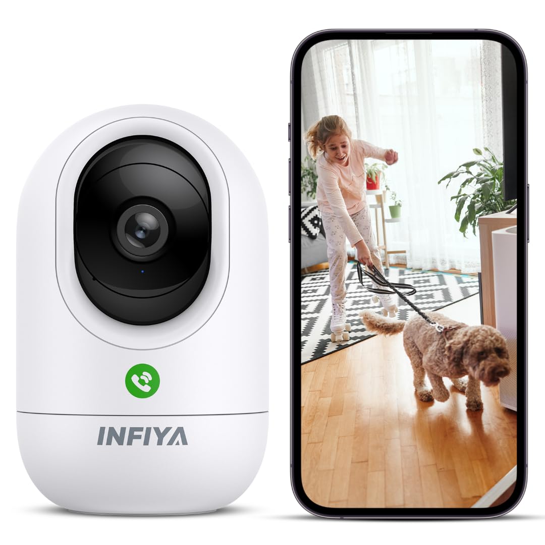 INFIYA 2K Baby Camera-WiFi Home Security Cameras Indoor via One-Tap Call with Elderly/Baby/Nanny, Motion Alert, Local/Optional Cloud Storage,