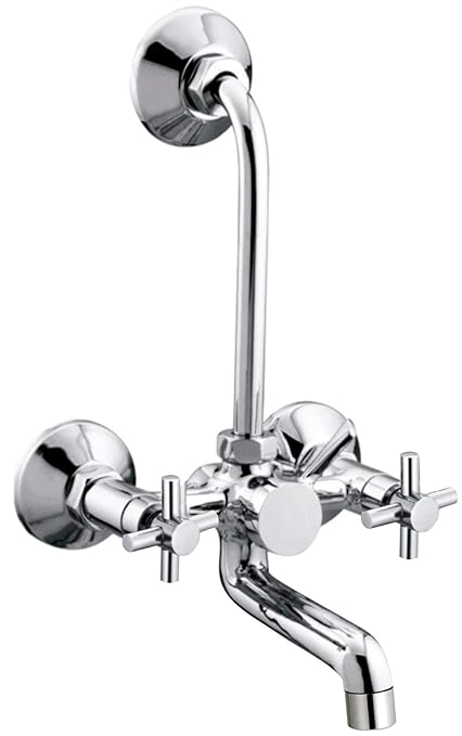 DRIZZLE Corsa 2in1 Wall Mixer with Bend | Bathroom Water Mixture Brass