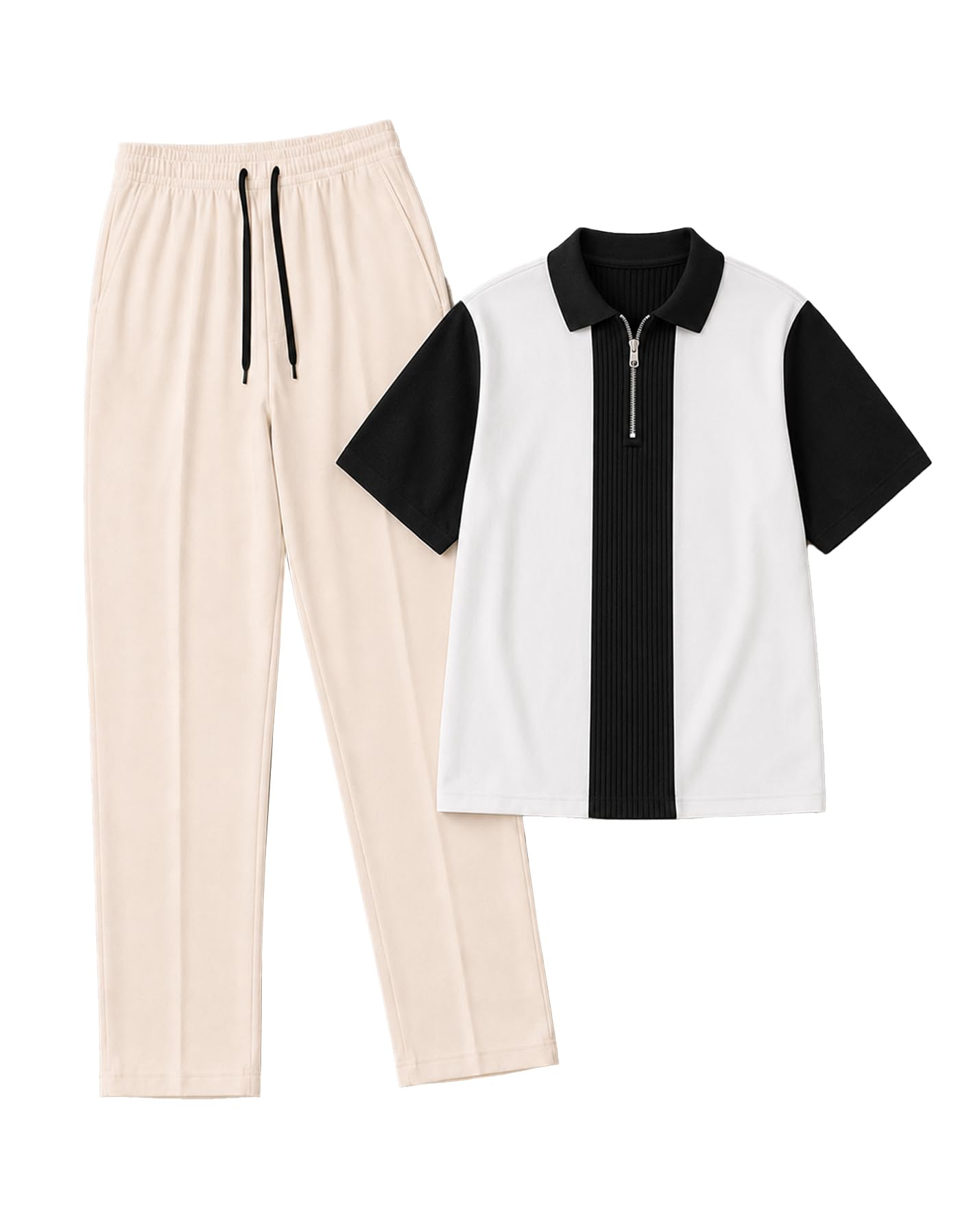 ausk Men's Premium Polo Co-Ord Set | Cotton Blend Polo T-Shirt & Elastic Waist Track Pant | Casual Summer Wear | Lounge Wear | Travel Wear Clothing Set for Men-picture-39