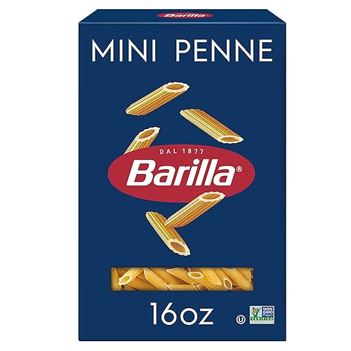 Barilla Mini Penne Pasta, caja de 16 onzas - Pasta sin OMG hecha con sémola de trigo duro - Marca de pasta #1 de Italia - Pasta certificada Kosher