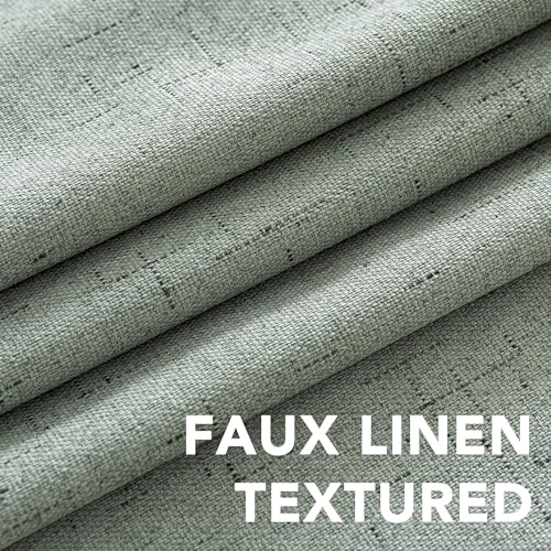 Image of H.VERSAILTEX White Linen Blackout Curtains Durable Thick Textured Linen Look 100% Blackout Patio Door Curtain Anti Rust Grommet Extra Wide Sliding Door Curtain Panel, W100 x L108 inch, Green Bay