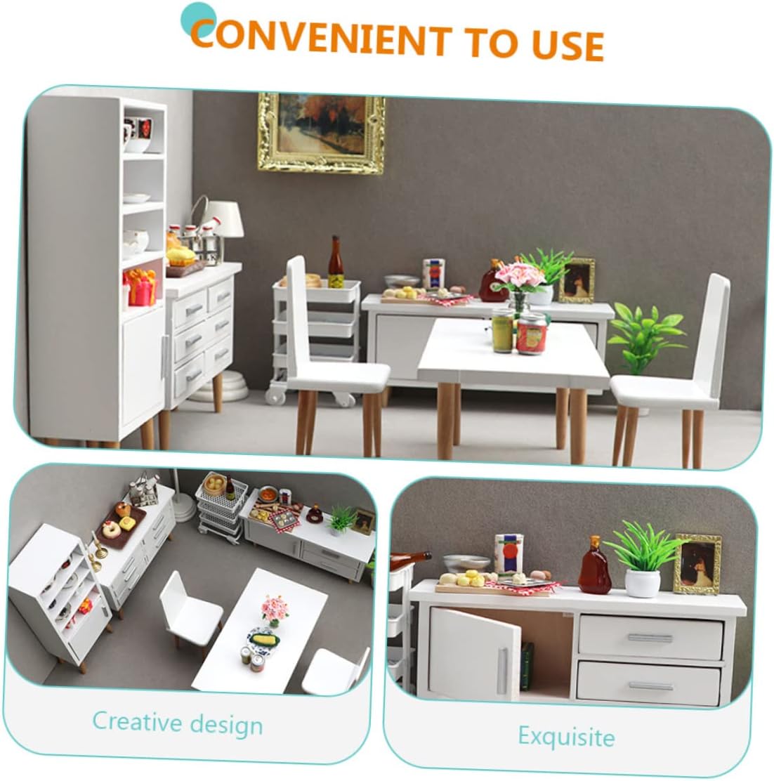 1Set Scale Miniature Wooden Dollhouse Furniture Decorative Dining Room Accessories for Mini House Decor Delicate Mini Furniture for Playtime