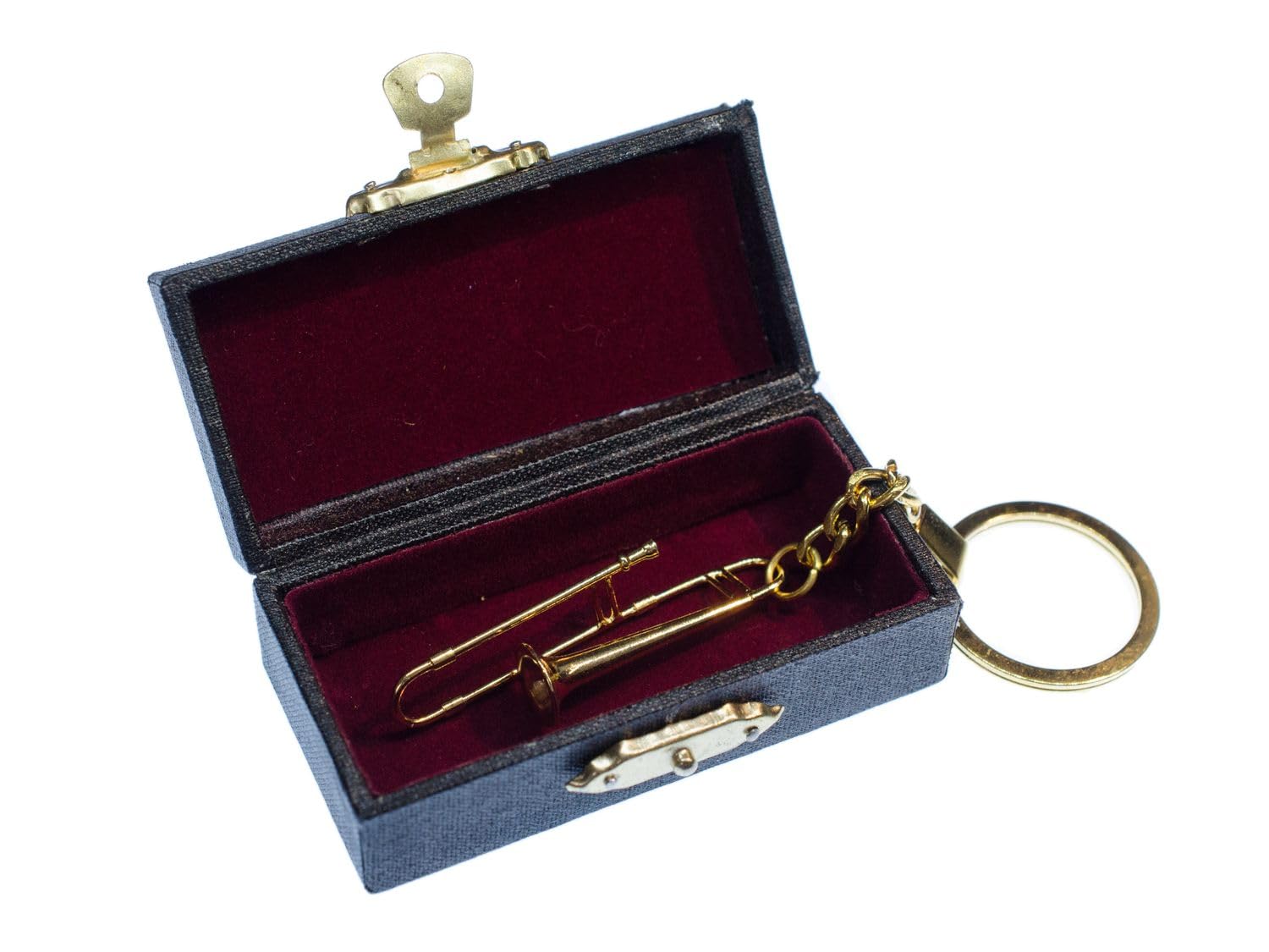 Miniblings Trombone Bones Key Ring Chain Box Musicians Gold Plated Jazz