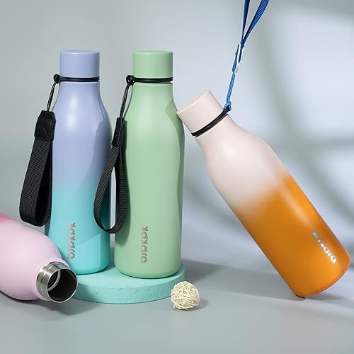 Miniatura 4 de BJPKPK Botellas de agua aisladas, botella de agua de metal de acero inoxidable de 18 onzas con correa, sin BPA, a prueba de fugas, tazas, frascos,