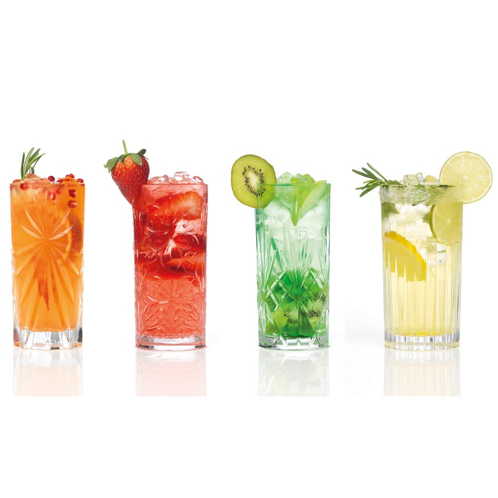 RCR Crystal Mixology Highball Glasses - 4 Piece Set - 370ml - Clear