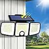 LUCISPIRA Outdoor Solar Lights, 223 LED Chips with Motion Sensor, 3 Adjustable Heads, Security Lights with Solar Power, Floodlights for Front Door, Yard, Garage, Deck, Warehouse, Garden, Pathway
